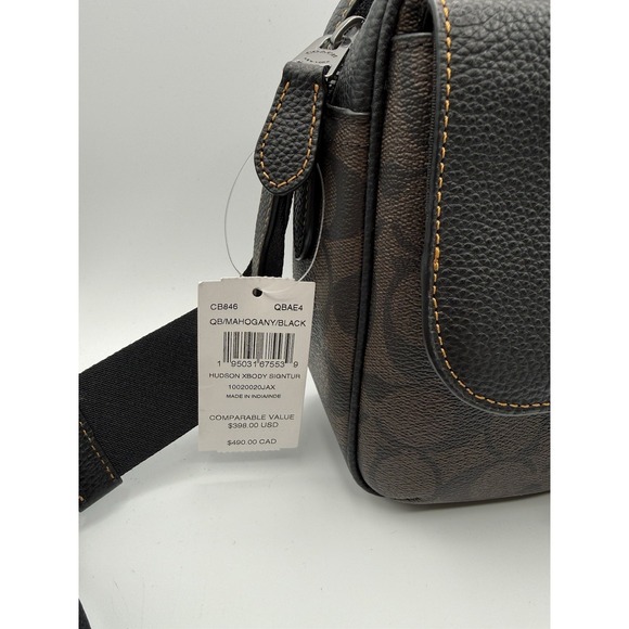 NWT Coach Shoulder Bag CB846 Hudson Crossbody Signature Canvas Leather Brown - Picture 3 of 8